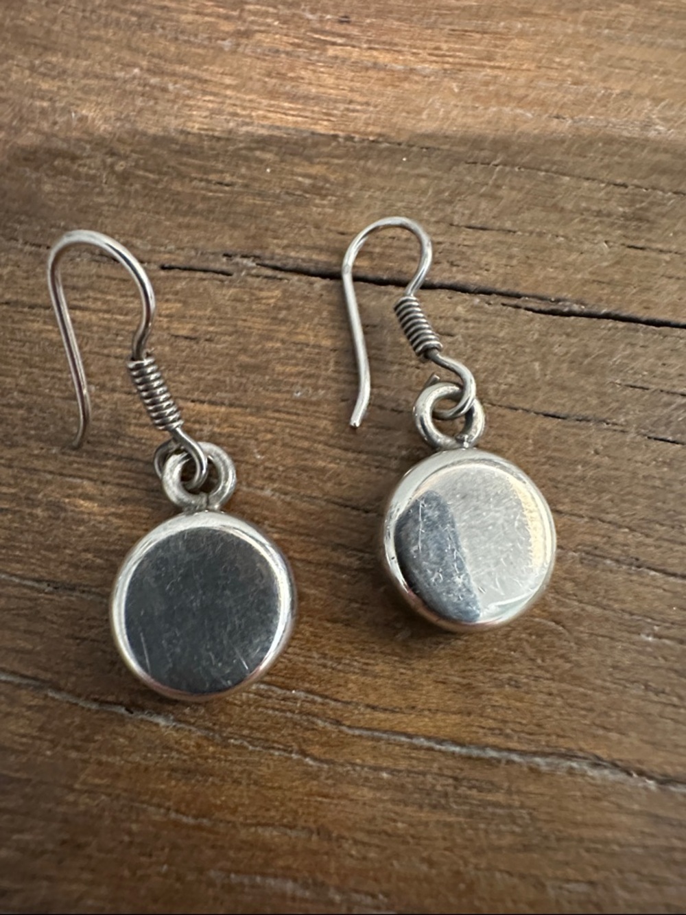 Sterling Silver Round Drop Earrings - Silver